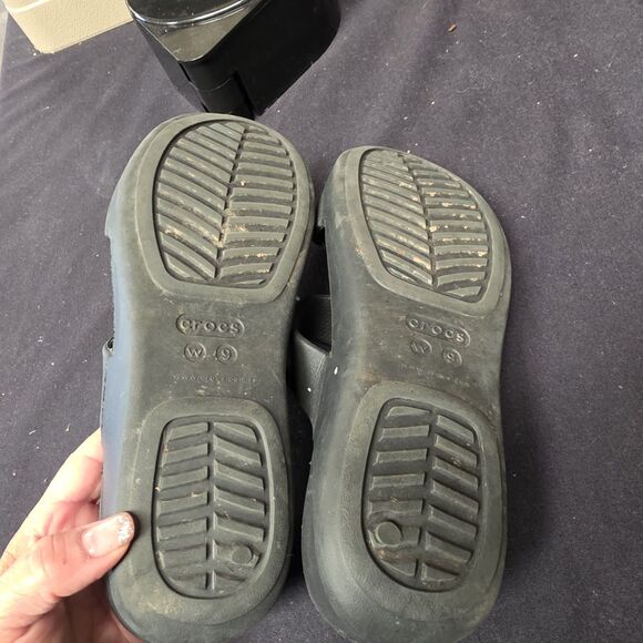 Crocs Monterey Metallic Slip on Sandals Wedge Black - Women's Size 9 - Picture 6 of 7